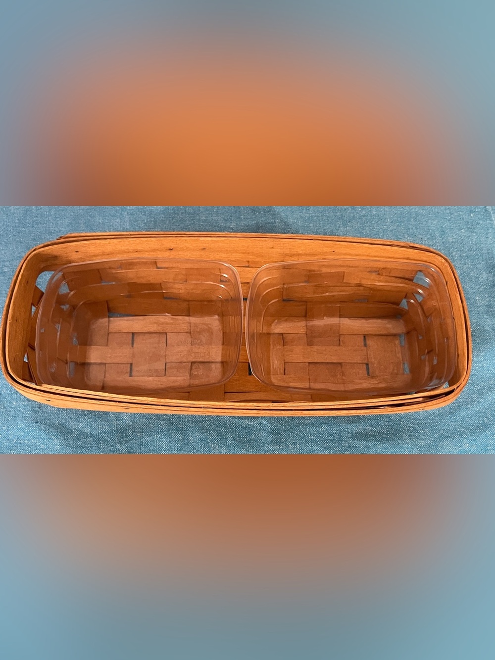 Classic Longaberger Cracker or small utility/bread basket with plastic liners.